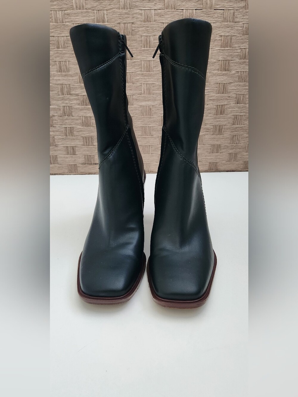 Franco Sarto Stormy Dark Green Square Toe Block Heel Boots Size 7.5